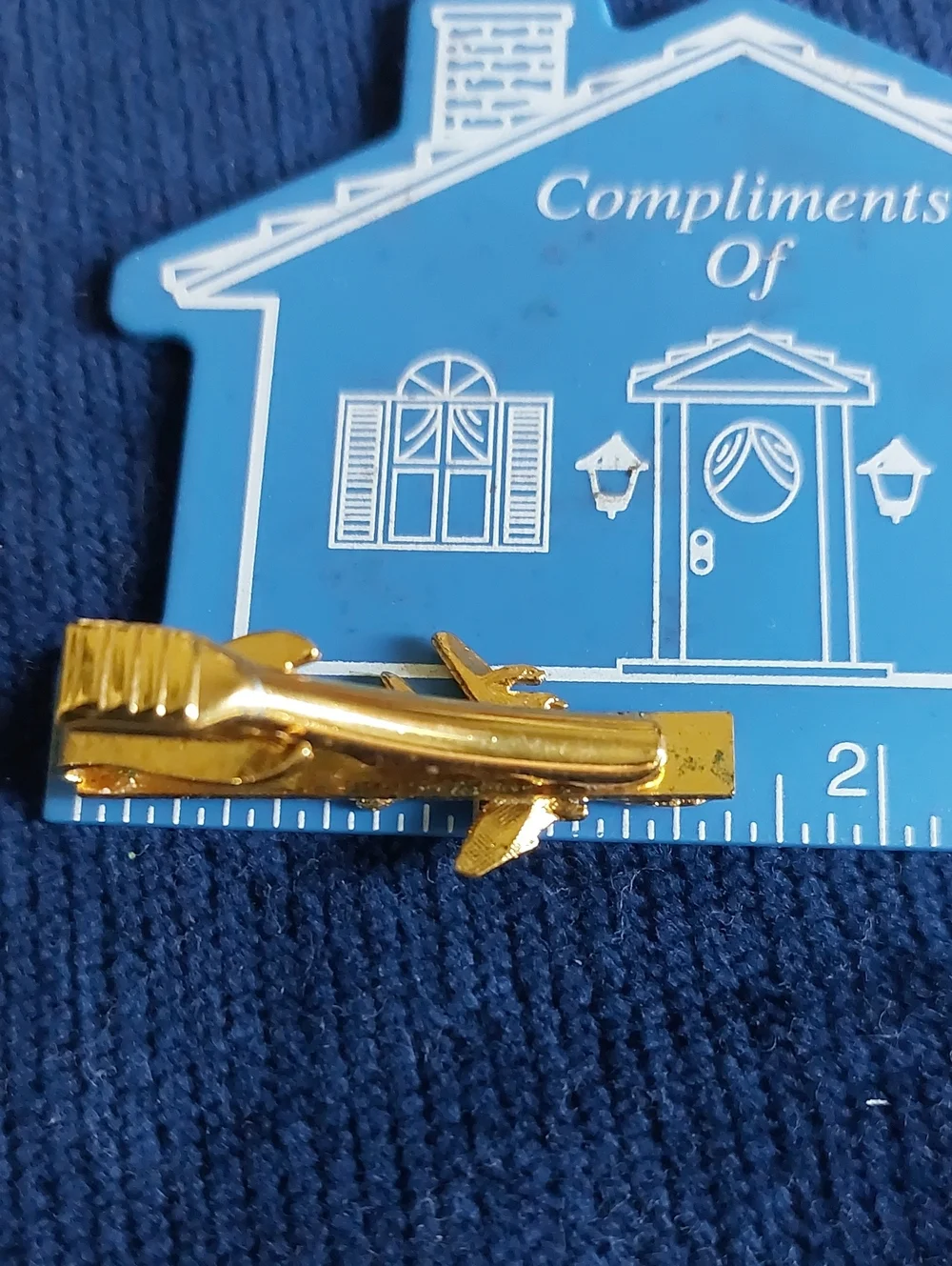 Vintage USA Flag / Jet Plane Tie Clips, Estate Jewelry, Lot of 2 Pieces